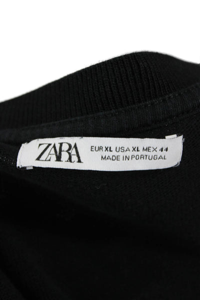 Zara Womens Basic Black Crew Neck Short Sleeve T-Shirt Size XL