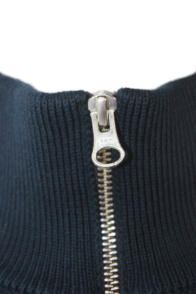 Zara Mens Pullover Sweater Dark Blue High Neck Cotton Blend Long Sleeve Size XL