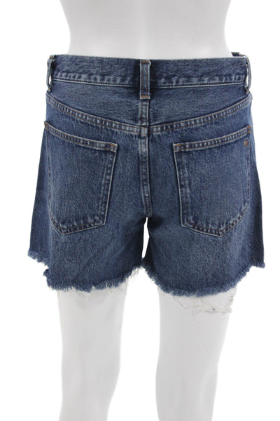 Madewell Unisex Dark Blue 100% Cotton Solid 90s Button Shorts Size 24