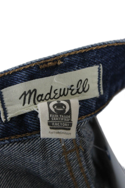 Madewell Unisex Dark Blue 100% Cotton Solid 90s Button Shorts Size 24