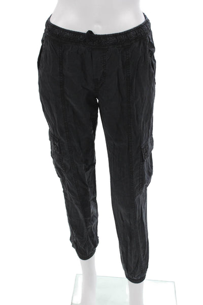 Bella Dahl Women Cargo Jogger Pants Black Drawstring Tencel Size XS