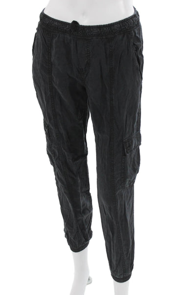Bella Dahl Women Cargo Jogger Pants Black Drawstring Tencel Size XS