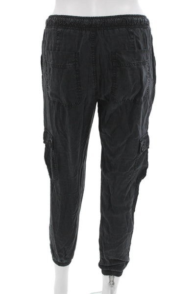 Bella Dahl Women Cargo Jogger Pants Black Drawstring Tencel Size XS
