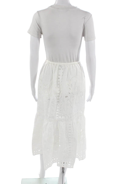 Rails Women Peasant Maxi Skirt White Floral Cotton Petite Size 2XS