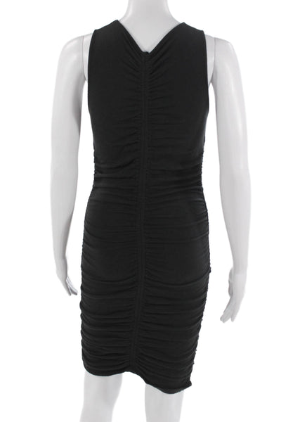 Monrow Women Bodycon Tank Dress Black V-Neck Sleeveless Mid-Calf Size XS
