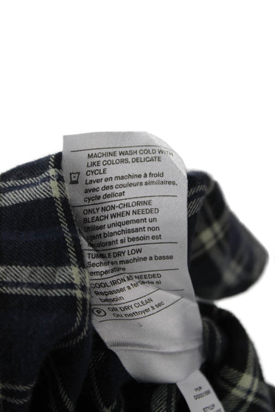 Vince Mens Button-Down Dark Blue Plaid Collared Long Sleeve Cotton Size L