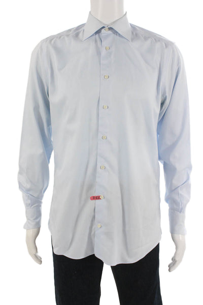 Suit Supply Mens Spread Collar Dress Shirt Light Blue Cotton Long Sleeve Size M