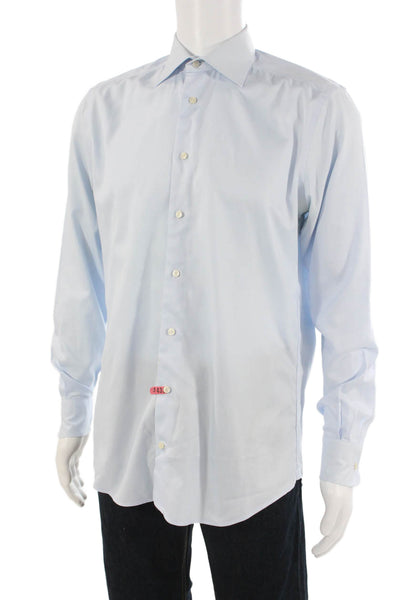 Suit Supply Mens Spread Collar Dress Shirt Light Blue Cotton Long Sleeve Size M