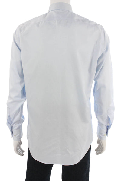 Suit Supply Mens Spread Collar Dress Shirt Light Blue Cotton Long Sleeve Size M