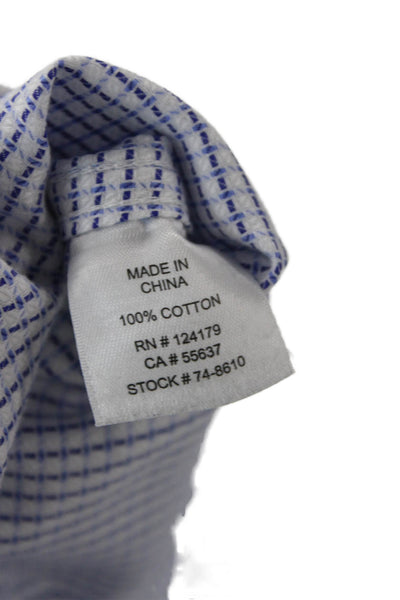 Johnston & Murphy Mens Light Blue Check Point Collar Button-Up Shirt Size M