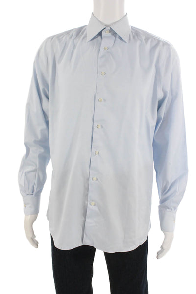 Suit Supply Mens Point Collar Dress Shirt Light Blue Cotton Size M