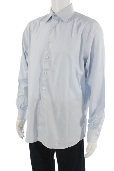 Suit Supply Mens Point Collar Dress Shirt Light Blue Cotton Size M