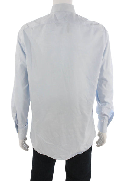 Suit Supply Mens Point Collar Dress Shirt Light Blue Cotton Size M