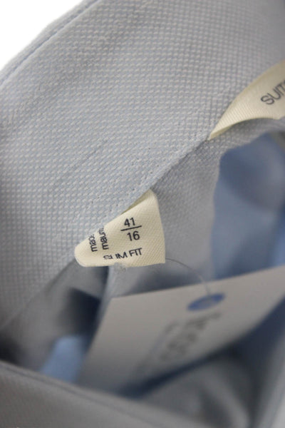 Suit Supply Mens Point Collar Dress Shirt Light Blue Cotton Size M