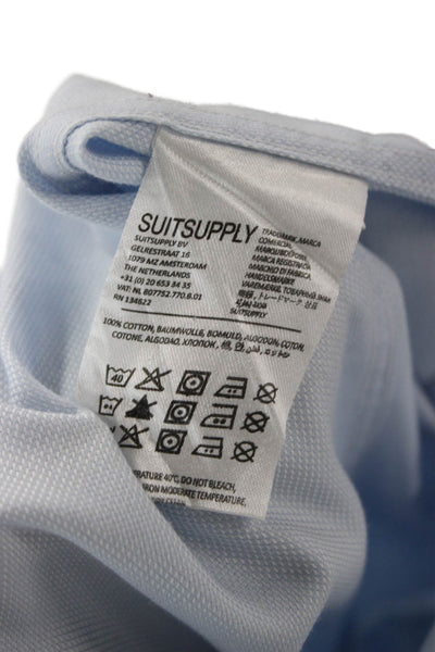 Suit Supply Mens Point Collar Dress Shirt Light Blue Cotton Size M