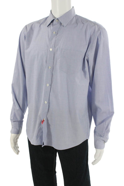 Untuckit Mens Button-Down Light Blue Solid Cotton Long Sleeve Shirt Size L