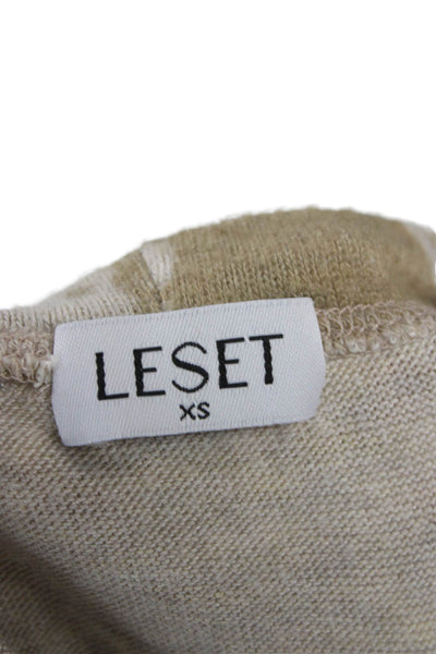 Leset Womens Basic Floral Crew Neck Short Sleeve T-Shirt Beige Size XS