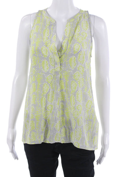 Joie Women Sleeveless Silk Snake Print Blouse Gray Size XS