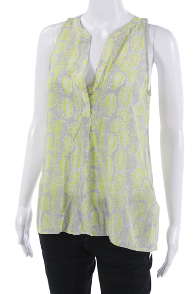 Joie Women Sleeveless Silk Snake Print Blouse Gray Size XS