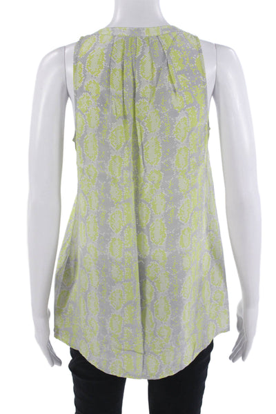 Joie Women Sleeveless Silk Snake Print Blouse Gray Size XS