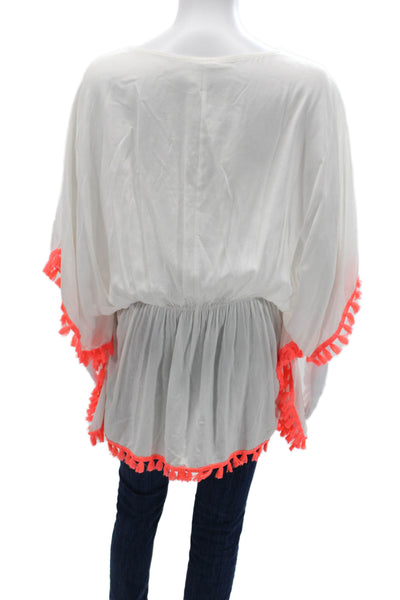 La Moda Women Romper White Rayon Short Sleeve Y-Neck Solid Size One Size