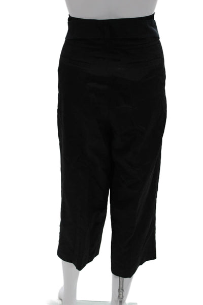 Club Monaco Women Paperbag Cropped Ankle Pants Black Drawstring Size 6