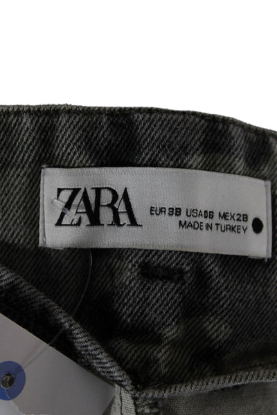 Zara Womens Cargo Paperbag Pants Dark Gray Camo Drawstring Size 6