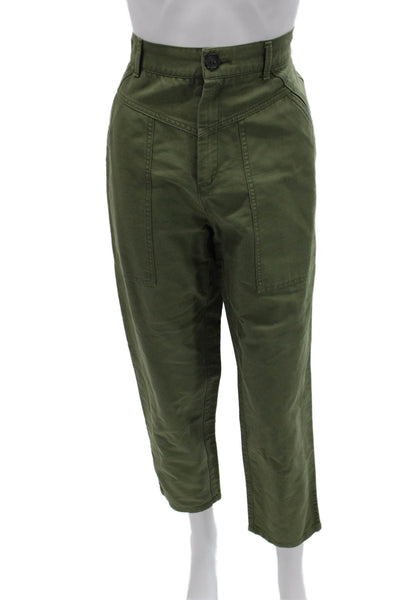 Trf Collection Zara Unisex Cropped Ankle Pants Green Poly Cotton Size 28