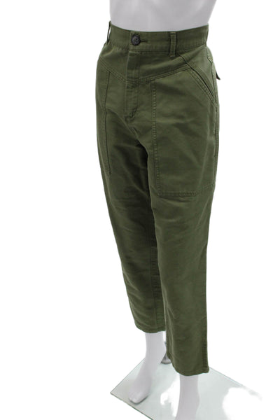 Trf Collection Zara Unisex Cropped Ankle Pants Green Poly Cotton Size 28