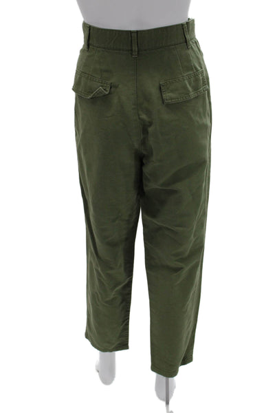 Trf Collection Zara Unisex Cropped Ankle Pants Green Poly Cotton Size 28