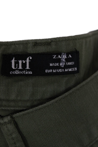 Trf Collection Zara Unisex Cropped Ankle Pants Green Poly Cotton Size 28