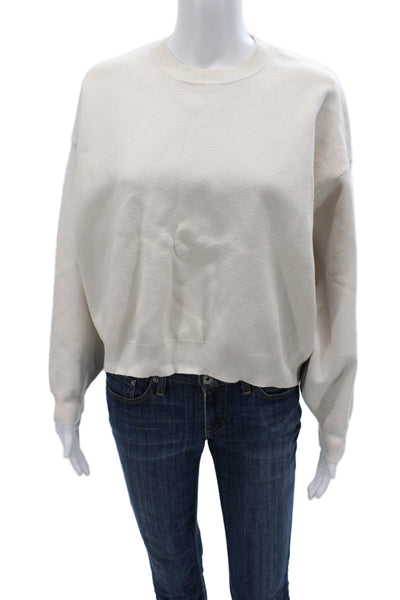 Zara Women Pullover Sweatshirts Beige Viscose Blend Long Sleeve Size M