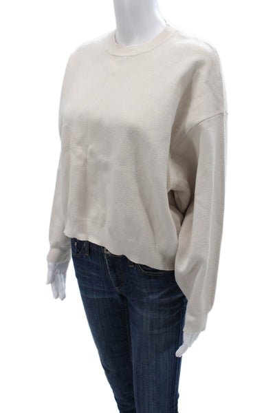 Zara Women Pullover Sweatshirts Beige Viscose Blend Long Sleeve Size M