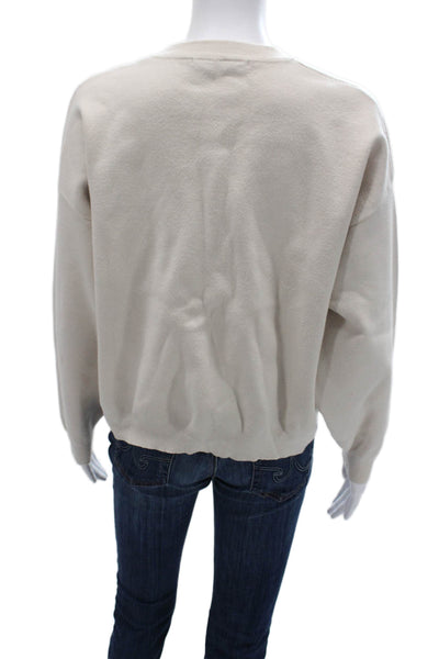 Zara Women Pullover Sweatshirts Beige Viscose Blend Long Sleeve Size M