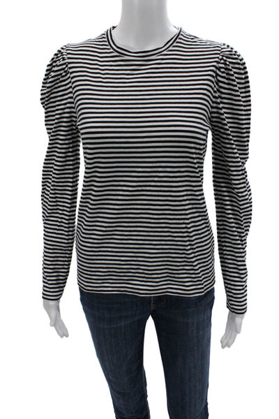 Derek Lam 10 Crosby Womens Black Striped Cotton Long Sleeve Tee Size XS