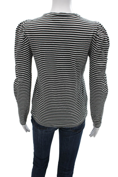 Derek Lam 10 Crosby Womens Black Striped Cotton Long Sleeve Tee Size XS