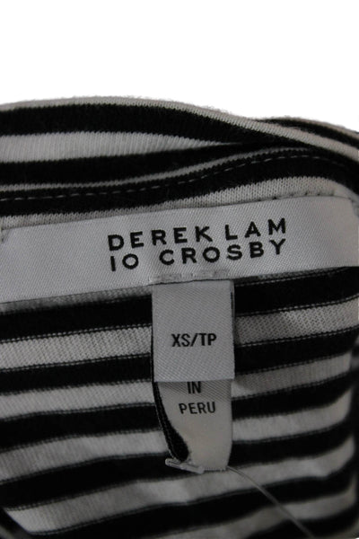 Derek Lam 10 Crosby Womens Black Striped Cotton Long Sleeve Tee Size XS