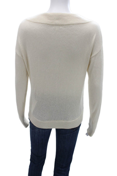 Minnie Rose Womens Pullover Cashmere Sweater Beige Drawstring Size S