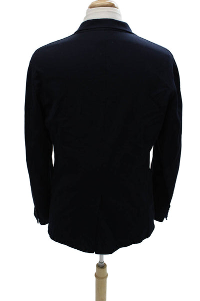 Belvest Mens Classic Dark Blue Cotton Nylon Button Collared Blazer Size 50