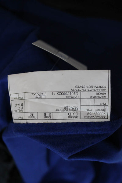 Belvest Mens Classic Dark Blue Cotton Nylon Button Collared Blazer Size 50
