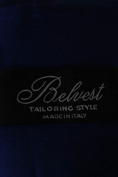 Belvest Mens Classic Dark Blue Cotton Nylon Button Collared Blazer Size 50