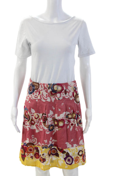 BCBGMAXAZRIA Womens A-Line Pleated Floral Cotton Short Skirt Size 2