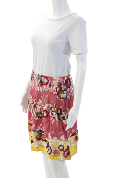 BCBGMAXAZRIA Womens A-Line Pleated Floral Cotton Short Skirt Size 2