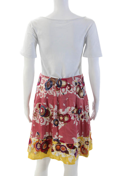 BCBGMAXAZRIA Womens A-Line Pleated Floral Cotton Short Skirt Size 2
