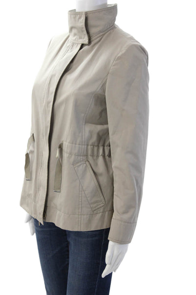 Lavia Womens Windbreaker Beige High Neck Drawstring Size 38