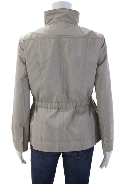 Lavia Womens Windbreaker Beige High Neck Drawstring Size 38