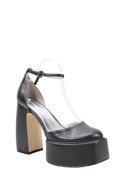 Circus by Sam Edelman Vegan Leather Ankle Strap Heels Black Size 8