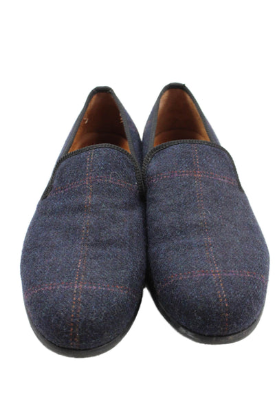 Duke & Dexter Mens Plaid Slip On Loafers Navy Size 10