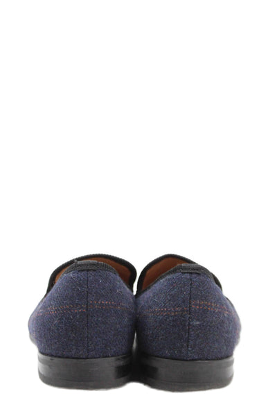 Duke & Dexter Mens Plaid Slip On Loafers Navy Size 10