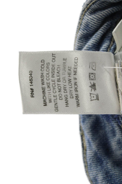 Amo Women Ankle Cropped Jeans Light Blue Mid Rise Button 26 Inseam Size 25
